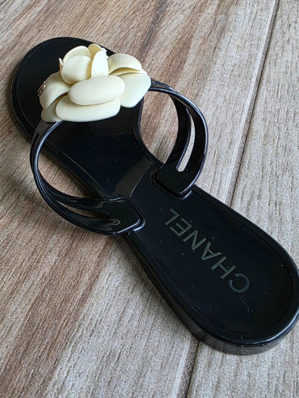 CHANEL CC Jelly Camelia Rubber Jelly Thong Flip Sandals Eur. 38 - Picture 7 of 15